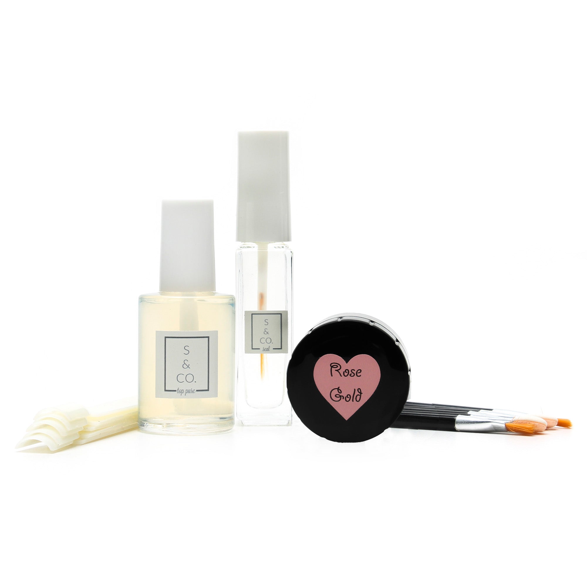 REGULAR POLISH (NOT GEL) Rose Gold Chrome Pure Powder Basic Kit