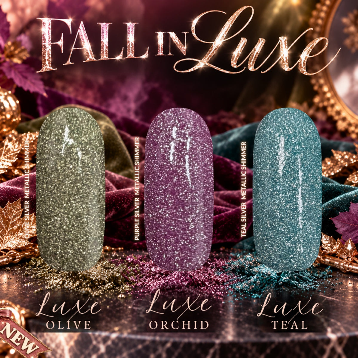 Fall in Luxe Trio - Luxe Olive, Luxe Orchid and Luxe Teal dip powders