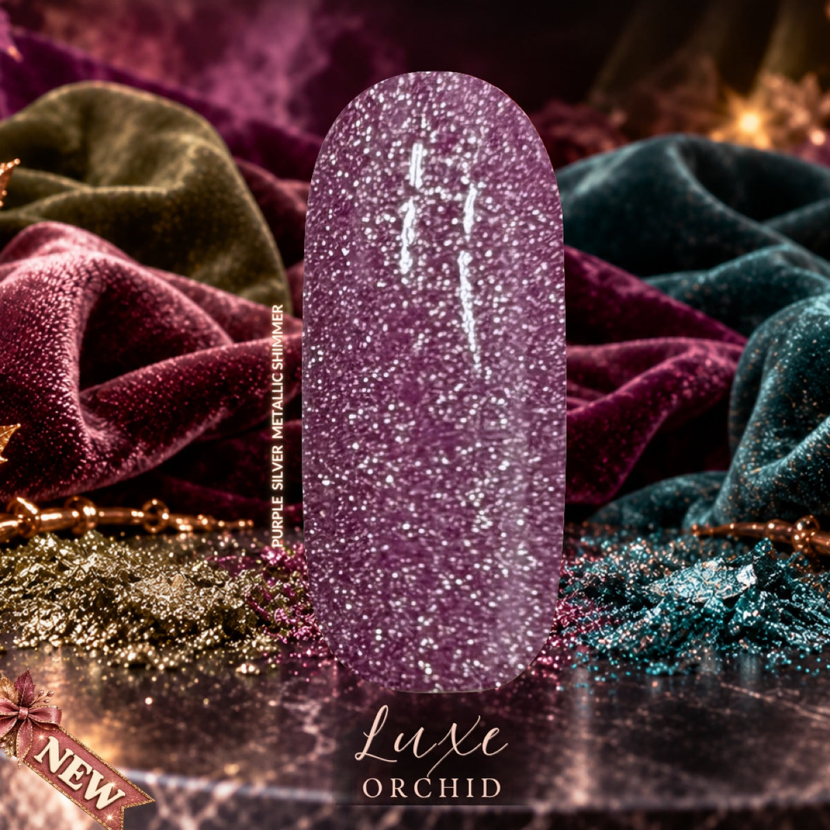 Luxe Orchid - purple silver metallic shimmer dip powder
