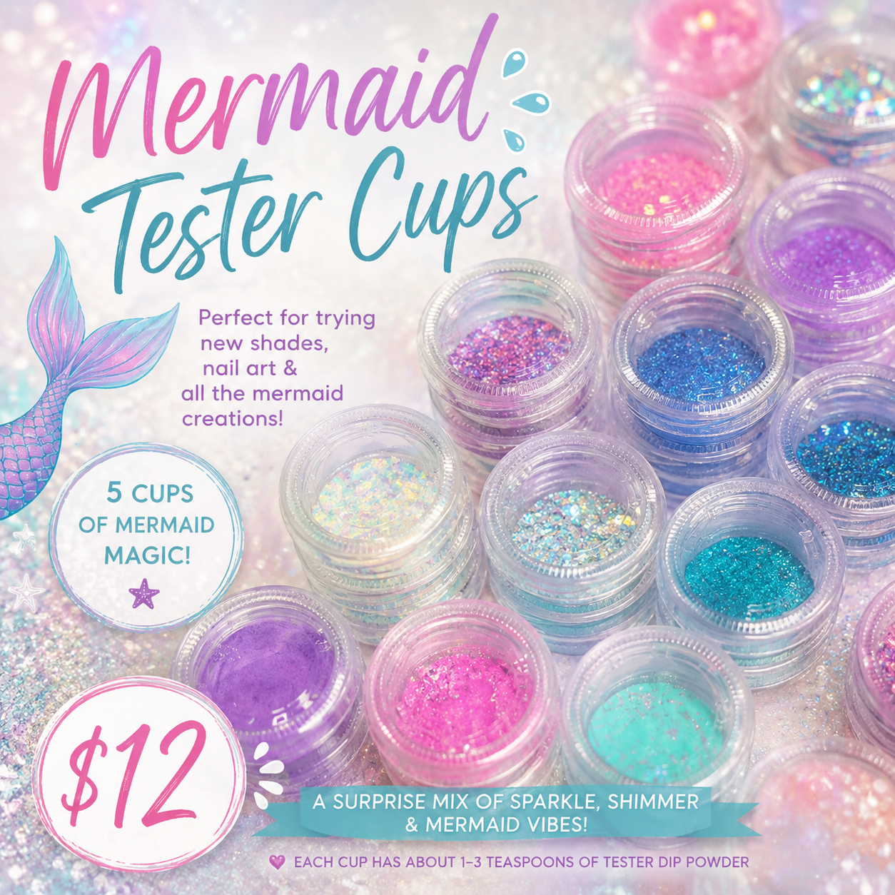 5 Mermaid Tester Cups
