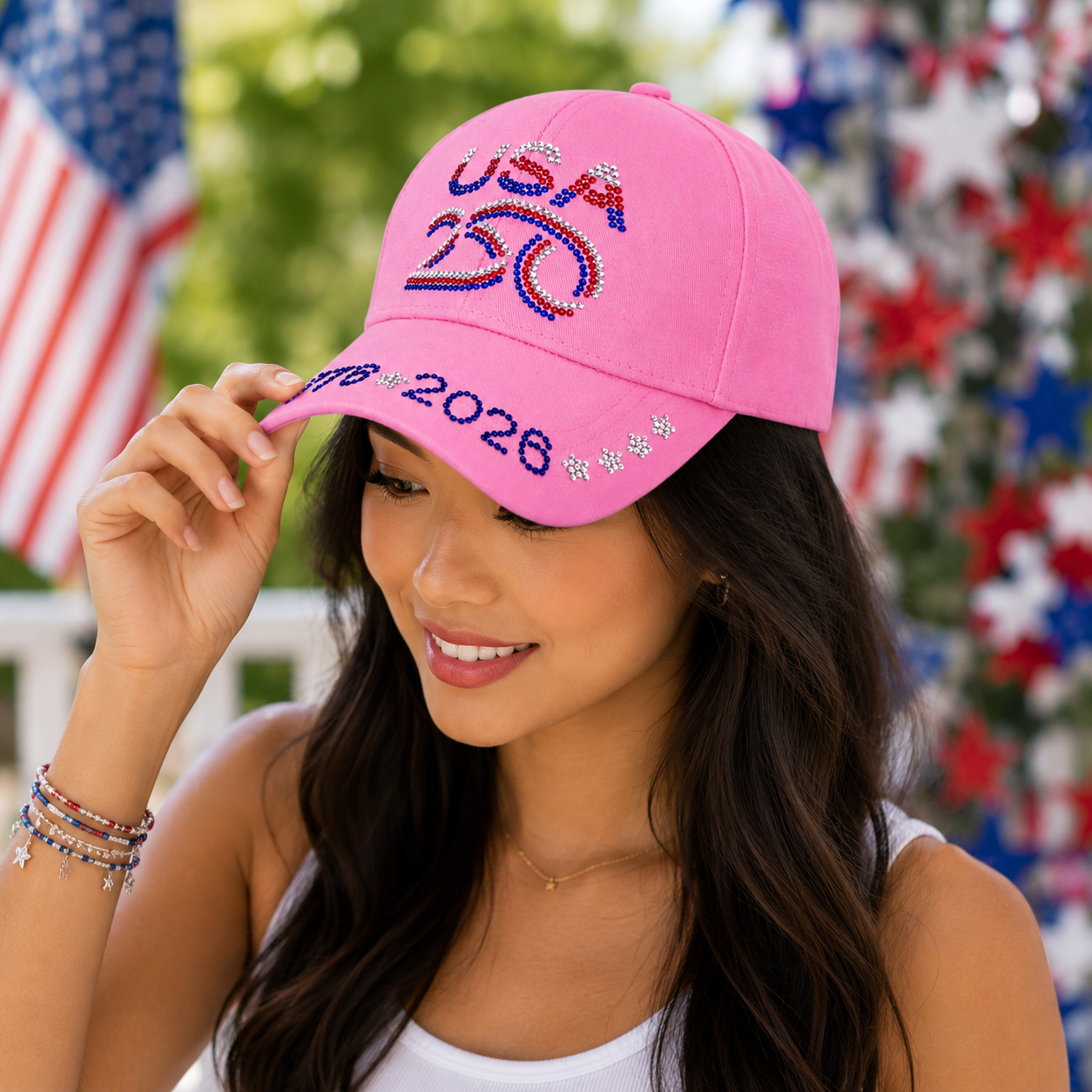 America 250 Rhinestone Hat: Choose Color