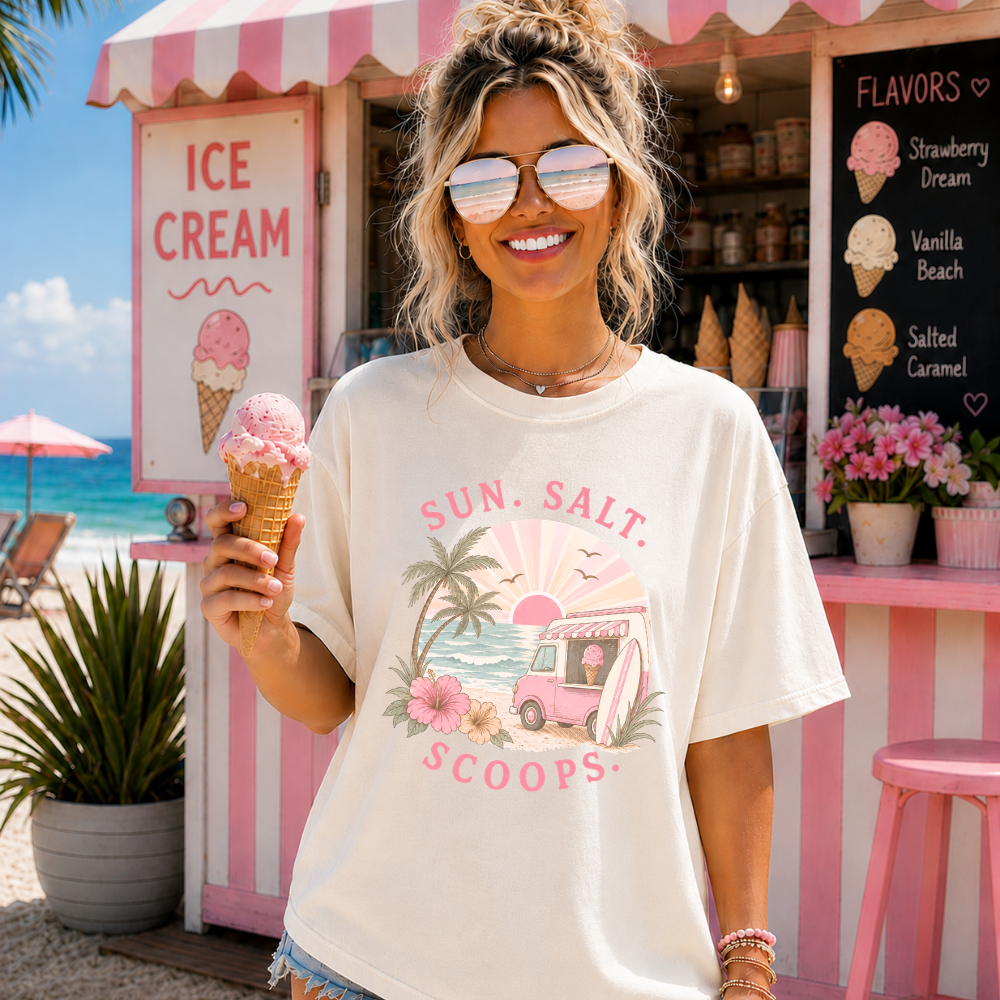 Sun, Salt & Scoops Ivory Tee/Tank