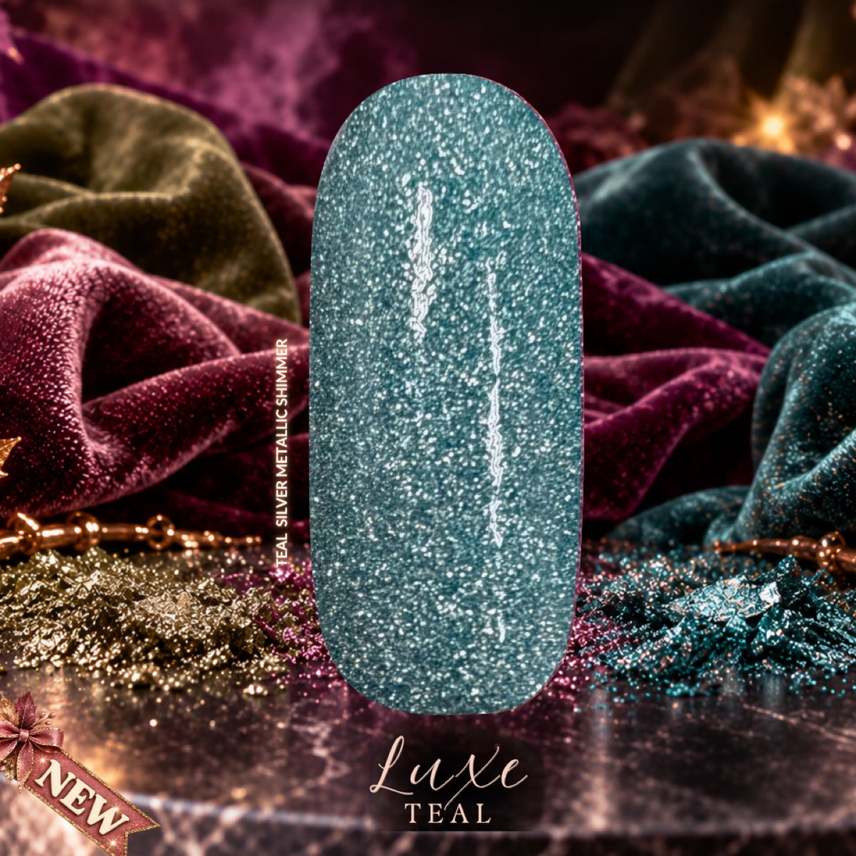 Luxe Teal - teal silver metallic shimmer dip powder