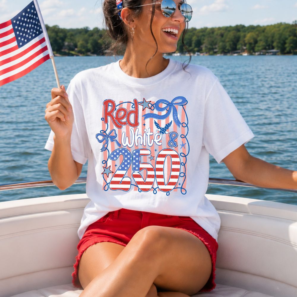 Red, White & 250 Bow Tee